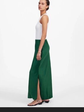 NWT! $150 Madewell Emerald Green long  Skirt with slit